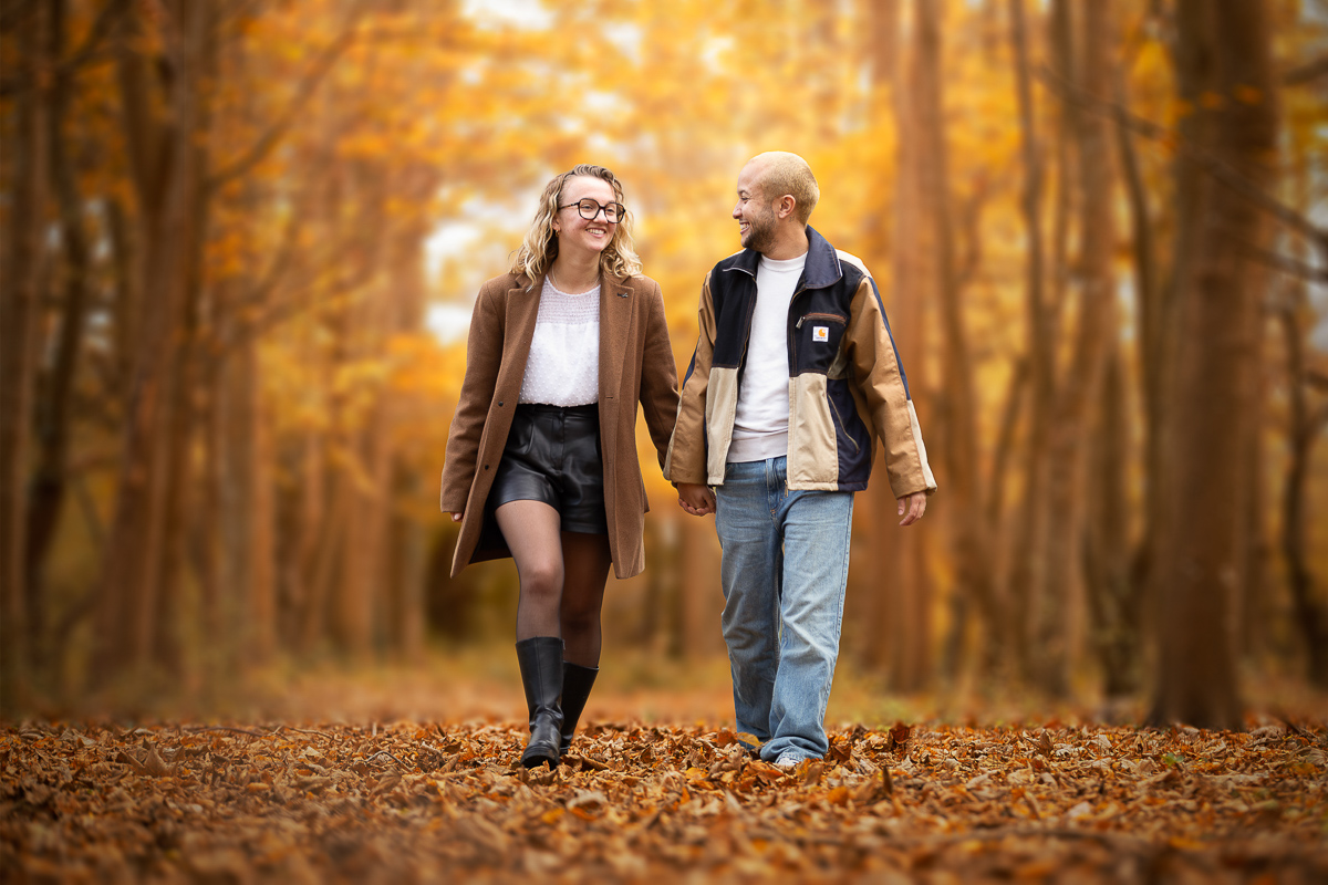 couple seance photo foret automne